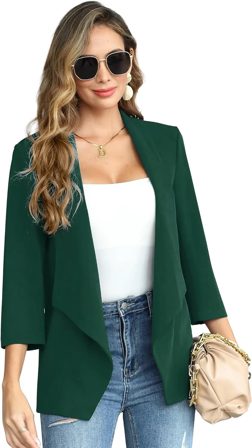 KOJOOIN Womens Casual Blazers Long Sleeve Open Front Business Casual Cardigan Jacket