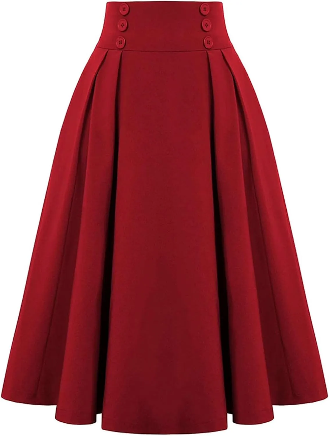 KUIOLYPOER Women Vintage Skirt High Waist Pleated Skirt Women's Ankle Length High Waist A-Line Flowy Long Maxi Skirt