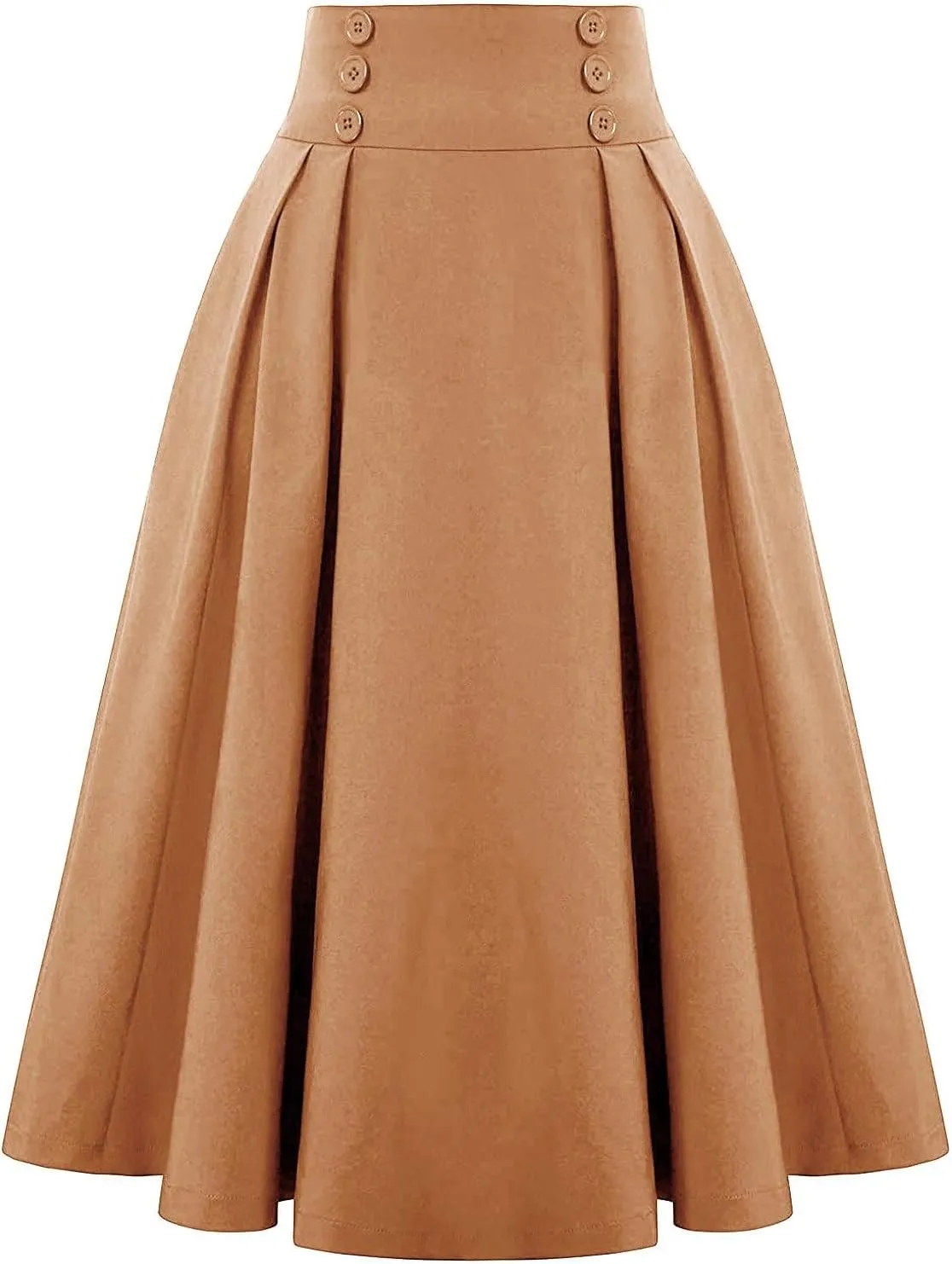 KUIOLYPOER Women Vintage Skirt High Waist Pleated Skirt Women's Ankle Length High Waist A-Line Flowy Long Maxi Skirt