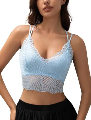 Lace Bralette for Women V Neck Camisoles Racerback Adjustable Strap Crop Top