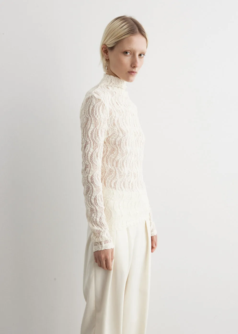 Lace Turtleneck Top