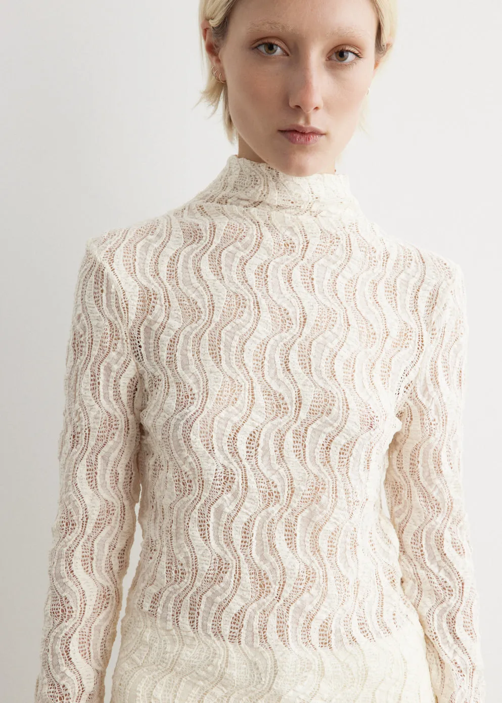 Lace Turtleneck Top