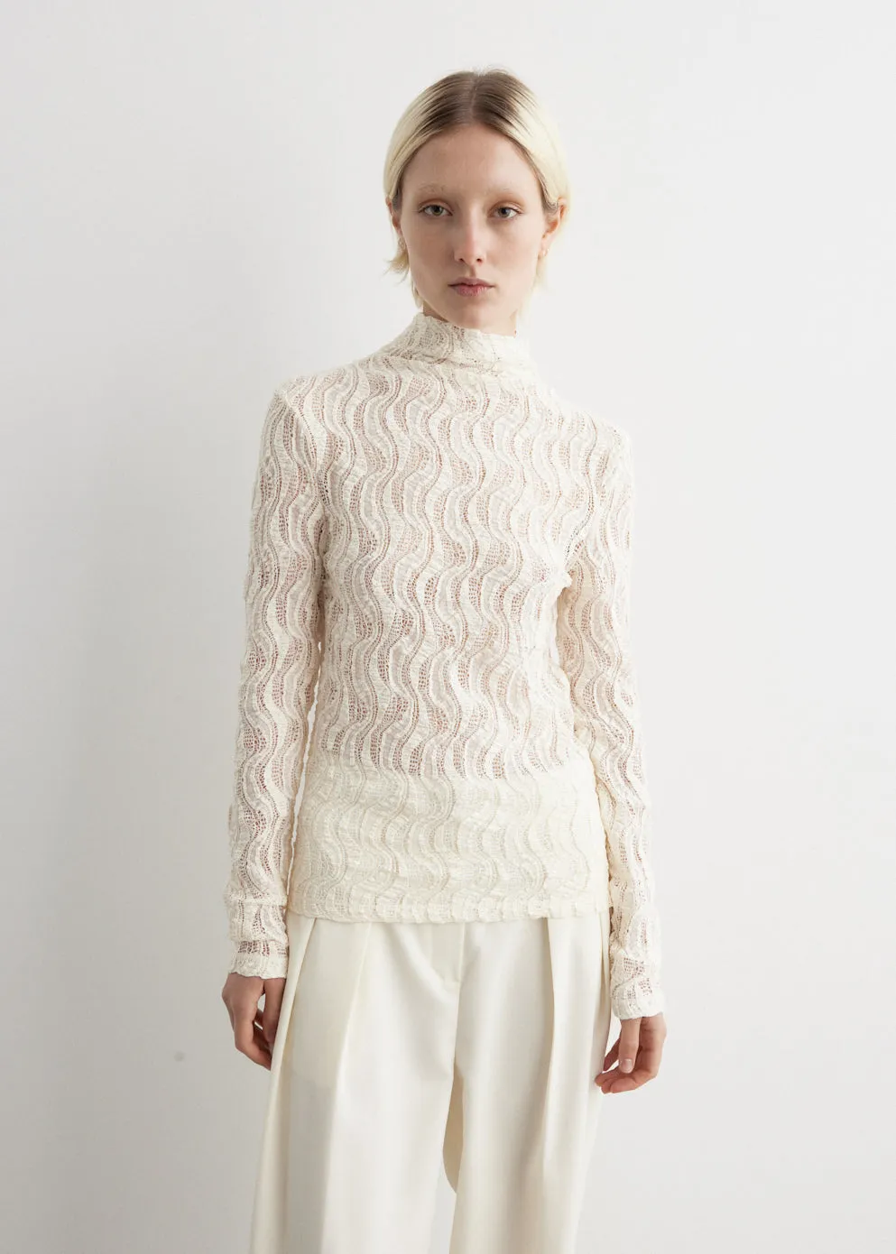 Lace Turtleneck Top