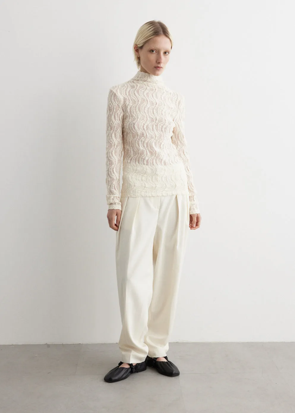 Lace Turtleneck Top