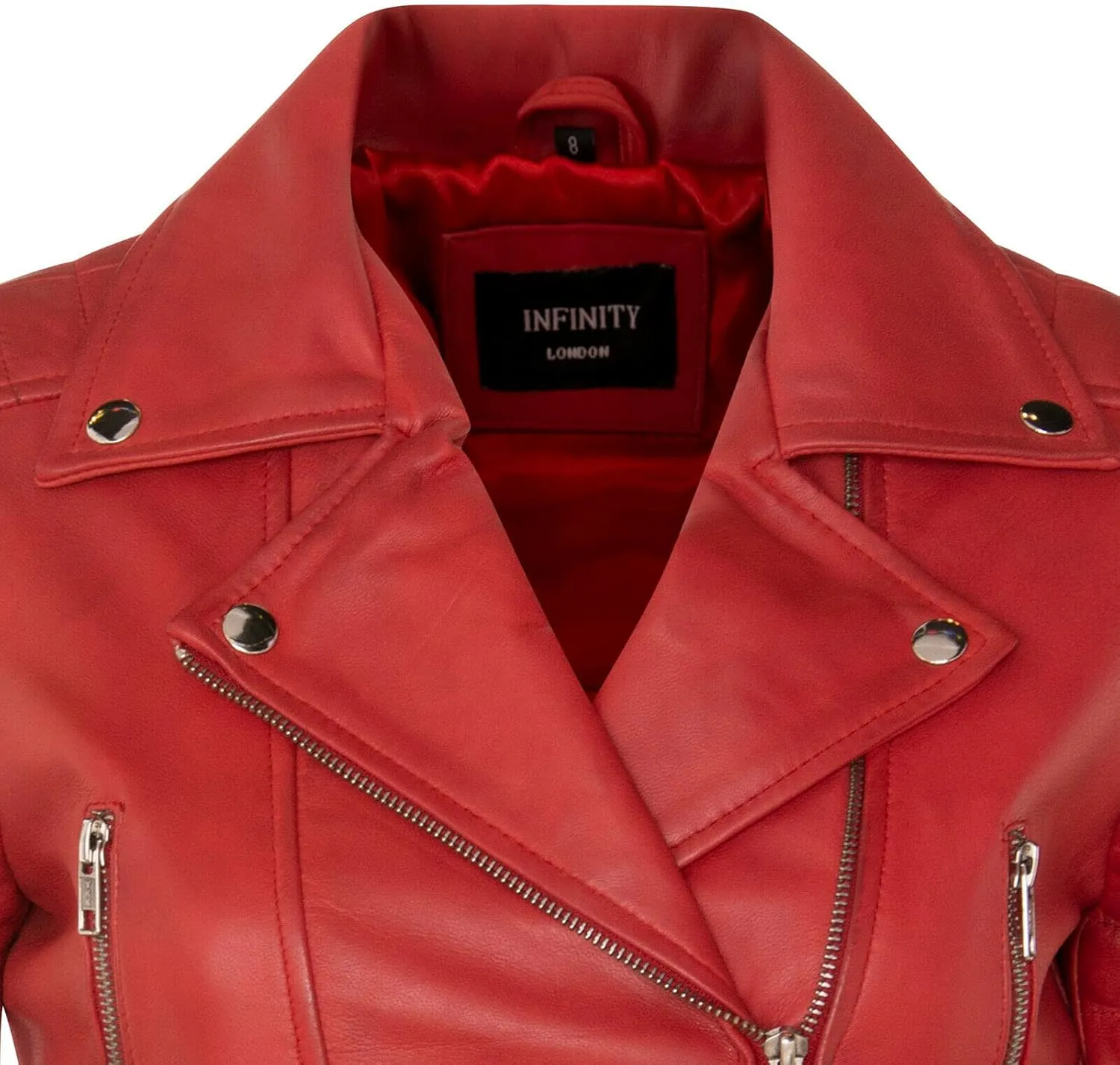 Ladies Cropped Jacket Short Body Gothic Top Chic Biker REAL LEATHER Jacket