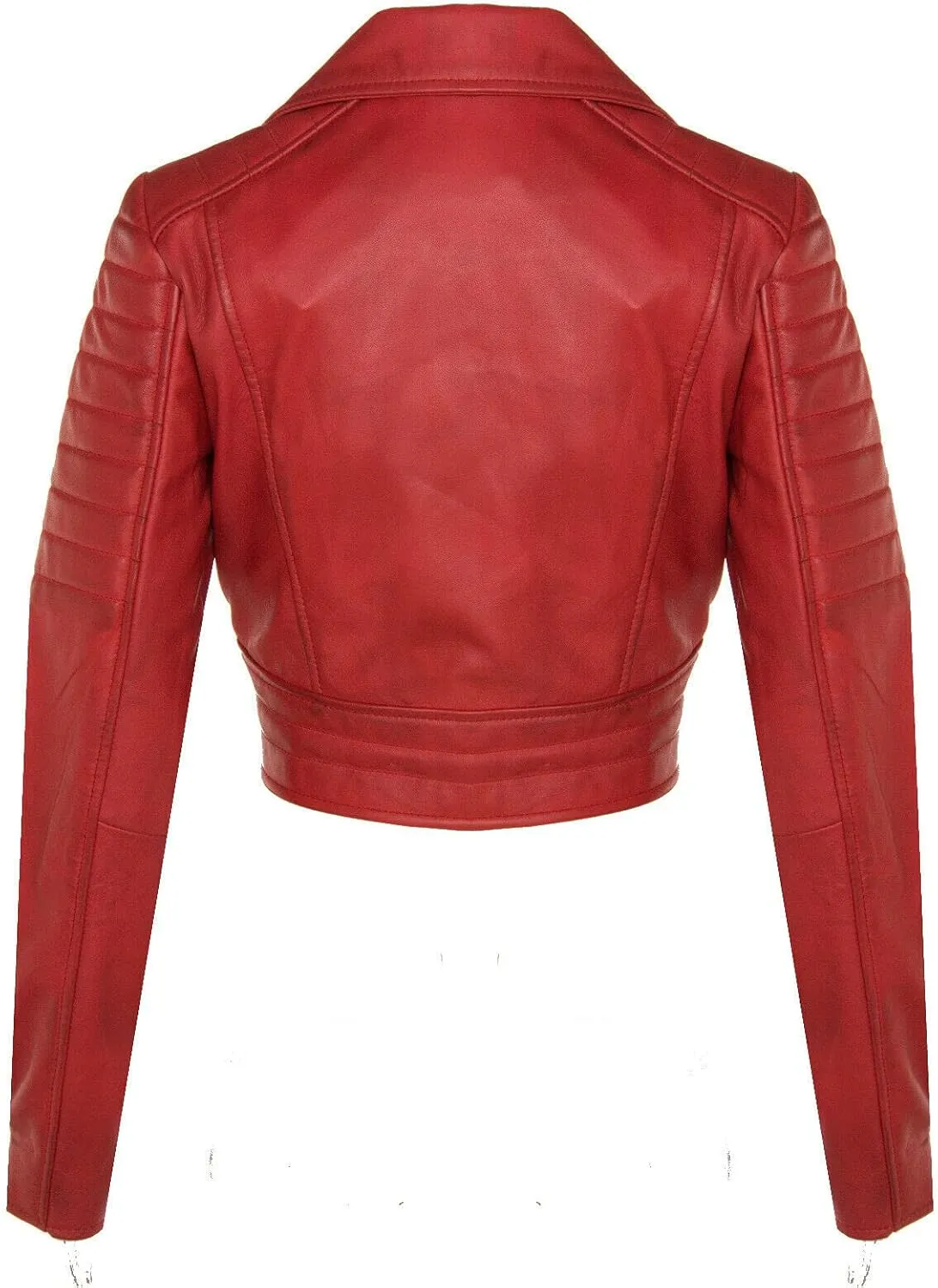 Ladies Cropped Jacket Short Body Gothic Top Chic Biker REAL LEATHER Jacket