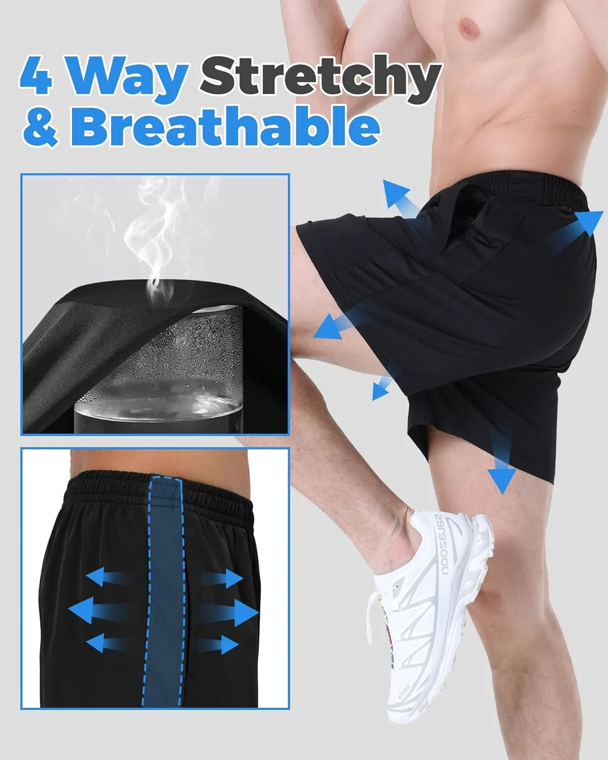 LalaHooK 2 Pack Gym Shorts Men - 5'' Quick Dry Athletic Workout Running Shorts for Casual Basketball with Zipper Pockets