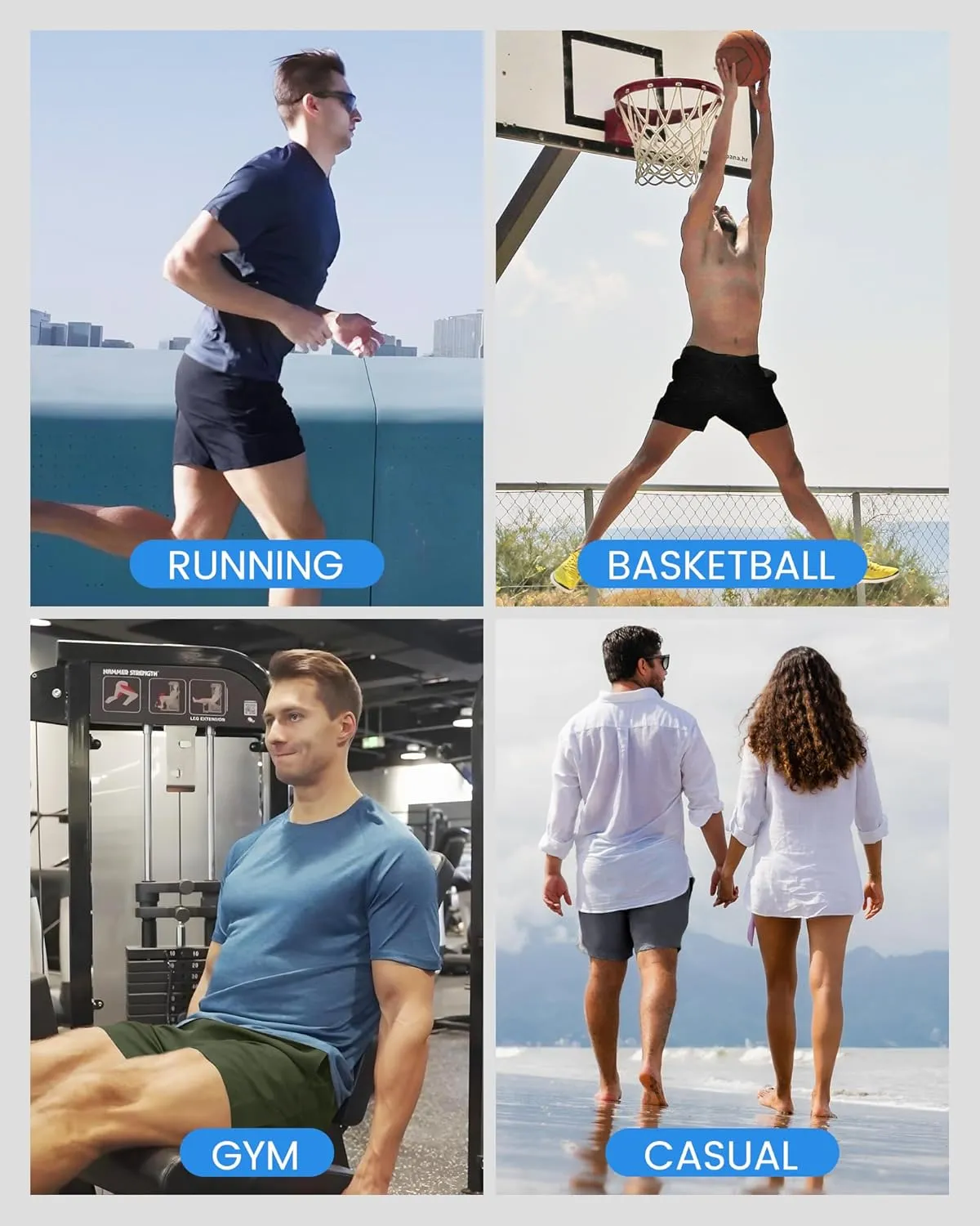 LalaHooK 2 Pack Gym Shorts Men - 5'' Quick Dry Athletic Workout Running Shorts for Casual Basketball with Zipper Pockets
