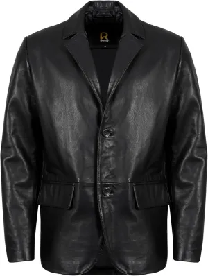 Lambskin Leather Blazer Men Casual Coat  Notched Collar Classic Bonds Style Ultimate Leather Blazer for Men