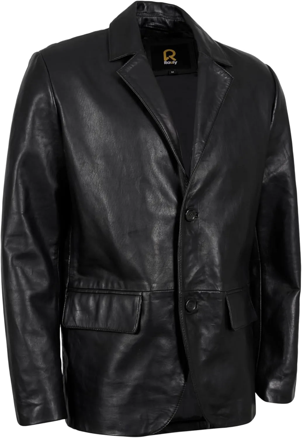 Lambskin Leather Blazer Men Casual Coat  Notched Collar Classic Bonds Style Ultimate Leather Blazer for Men