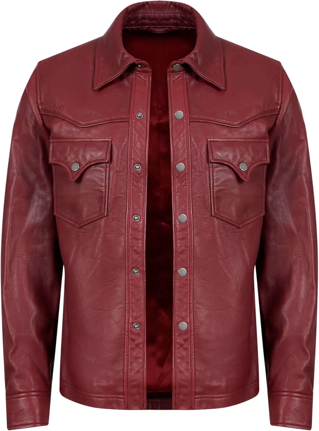 Lambskin Leather Blazer Men Leather Jacket- Button Front Style Ultimate Leather Blazer for Men