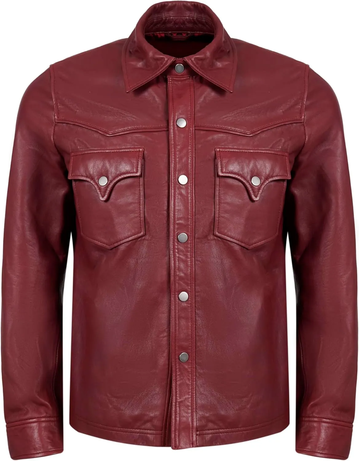 Lambskin Leather Blazer Men Leather Jacket- Button Front Style Ultimate Leather Blazer for Men