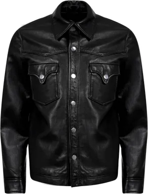 Lambskin Leather Blazer Men Leather Jacket- Button Front Style Ultimate Leather Blazer for Men