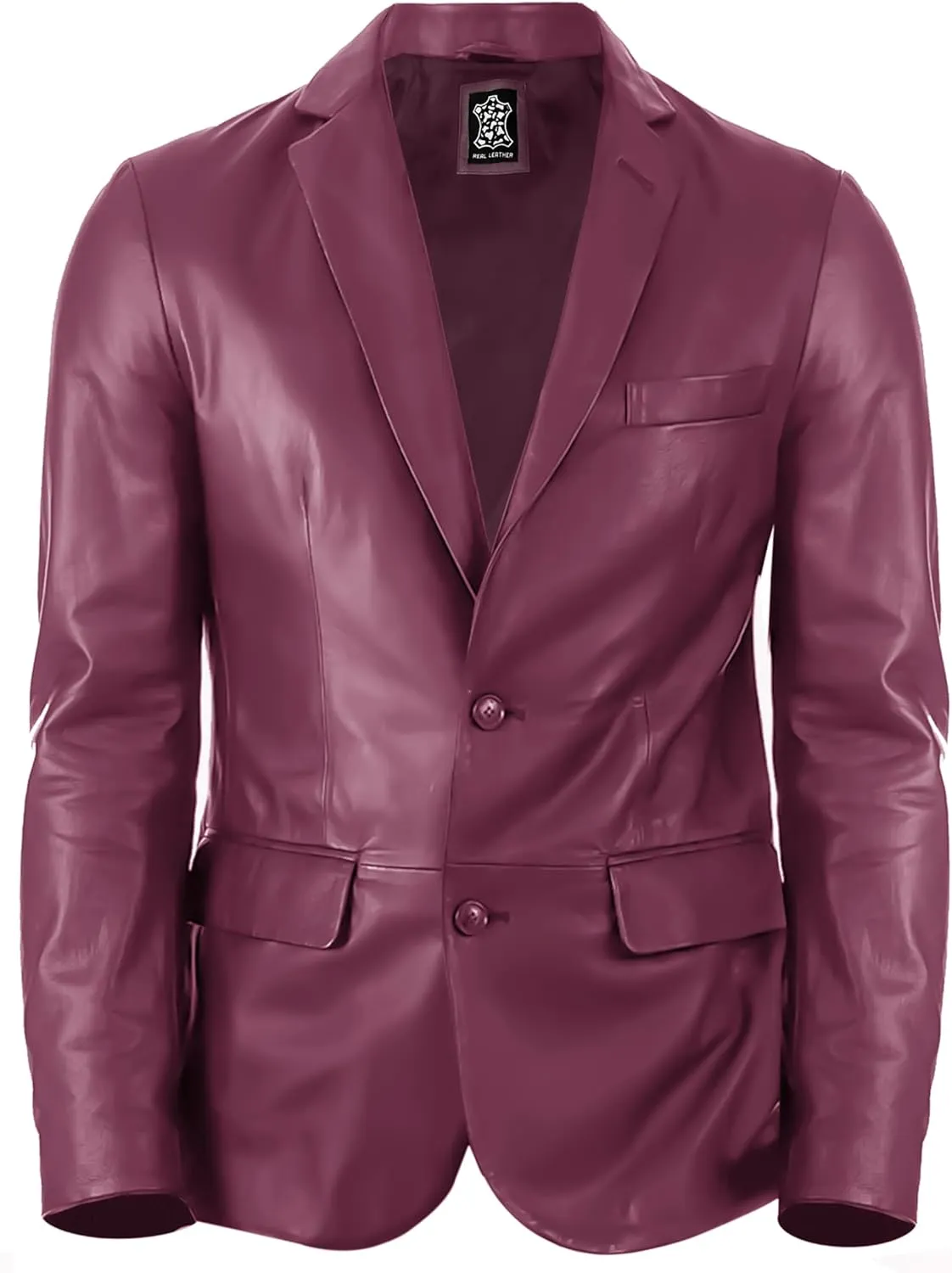 Lambskin Mens Leather Blazer 2 Button Sport Coat- Real Lambskin Leather Blazers for Men Premium Leather Coat