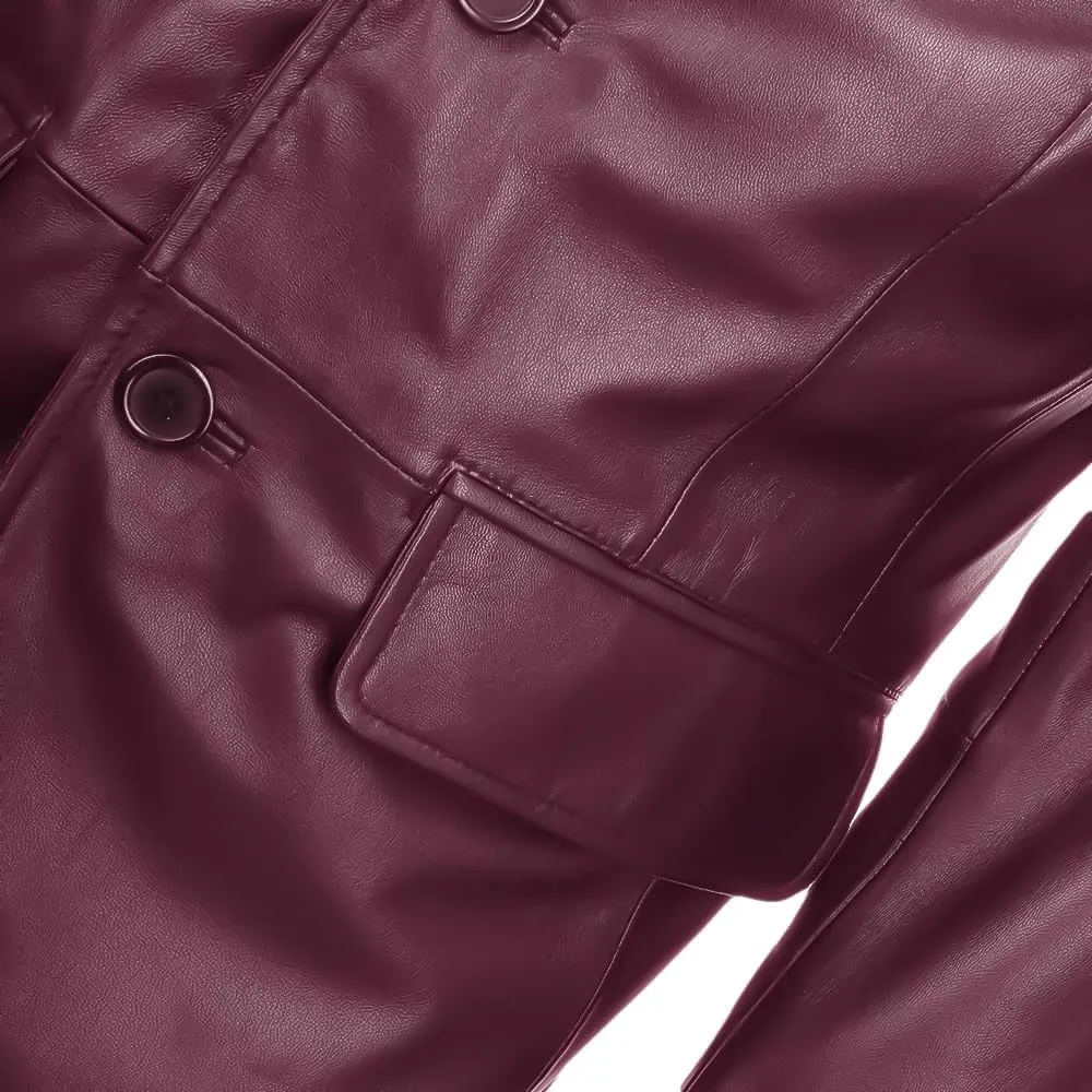 Lambskin Mens Leather Blazer 2 Button Sport Coat- Real Lambskin Leather Blazers for Men Premium Leather Coat