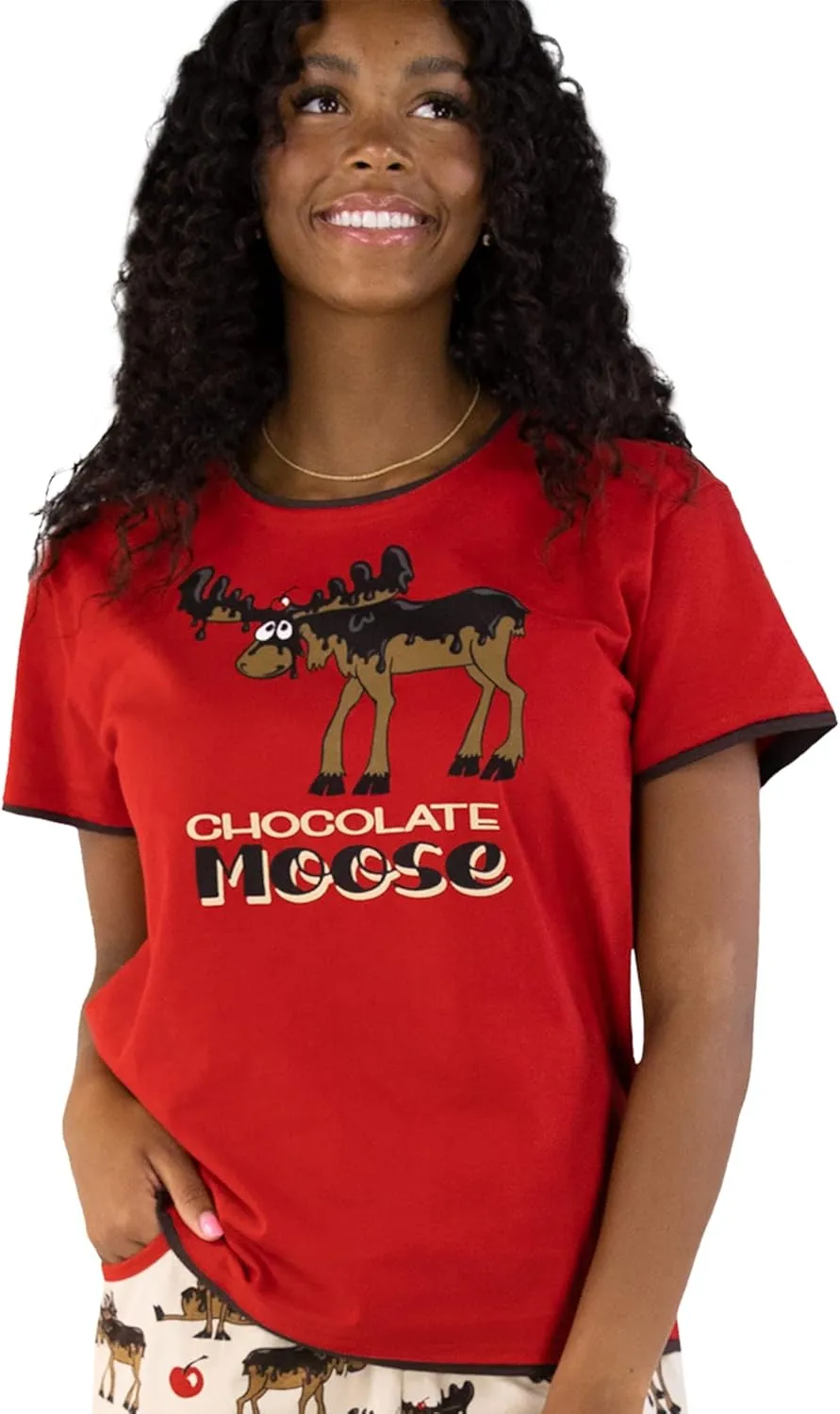 Lazy One Pajamas for Women, Cute Moose Pajama Pants and Top Separates