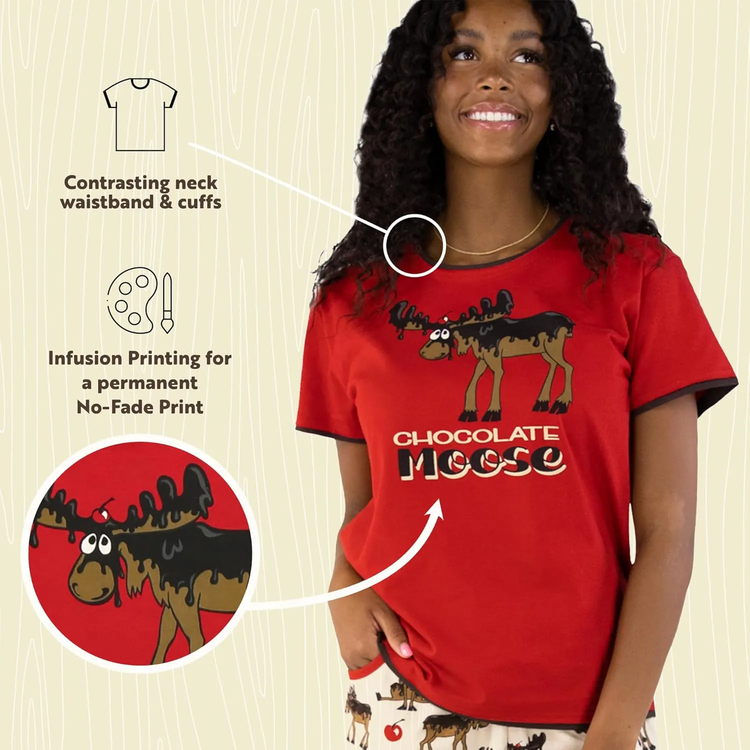 Lazy One Pajamas for Women, Cute Moose Pajama Pants and Top Separates
