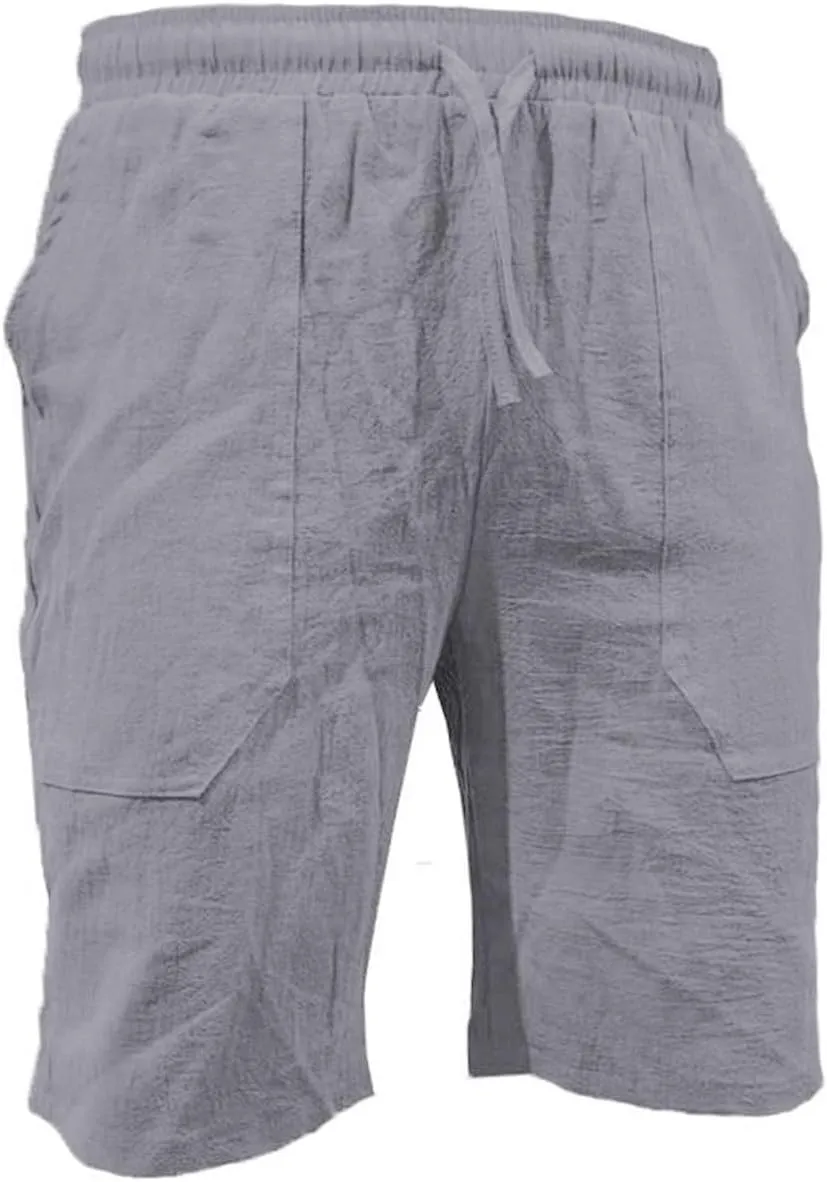 LCMTWX Mens Casual Shorts Lightweight Loose 3/4 Shorts Drawstring Elastic Waist Baggy Wide Leg Casual Beach Yoga Trousers