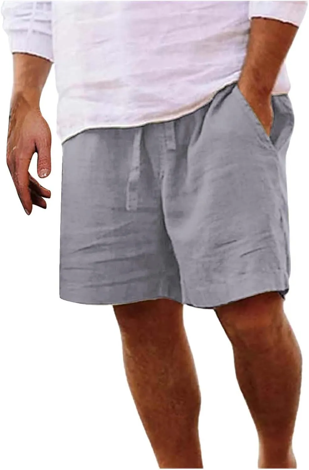 LCMTWX Mens Casual Shorts Lightweight Loose 3/4 Shorts Drawstring Elastic Waist Baggy Wide Leg Casual Beach Yoga Trousers