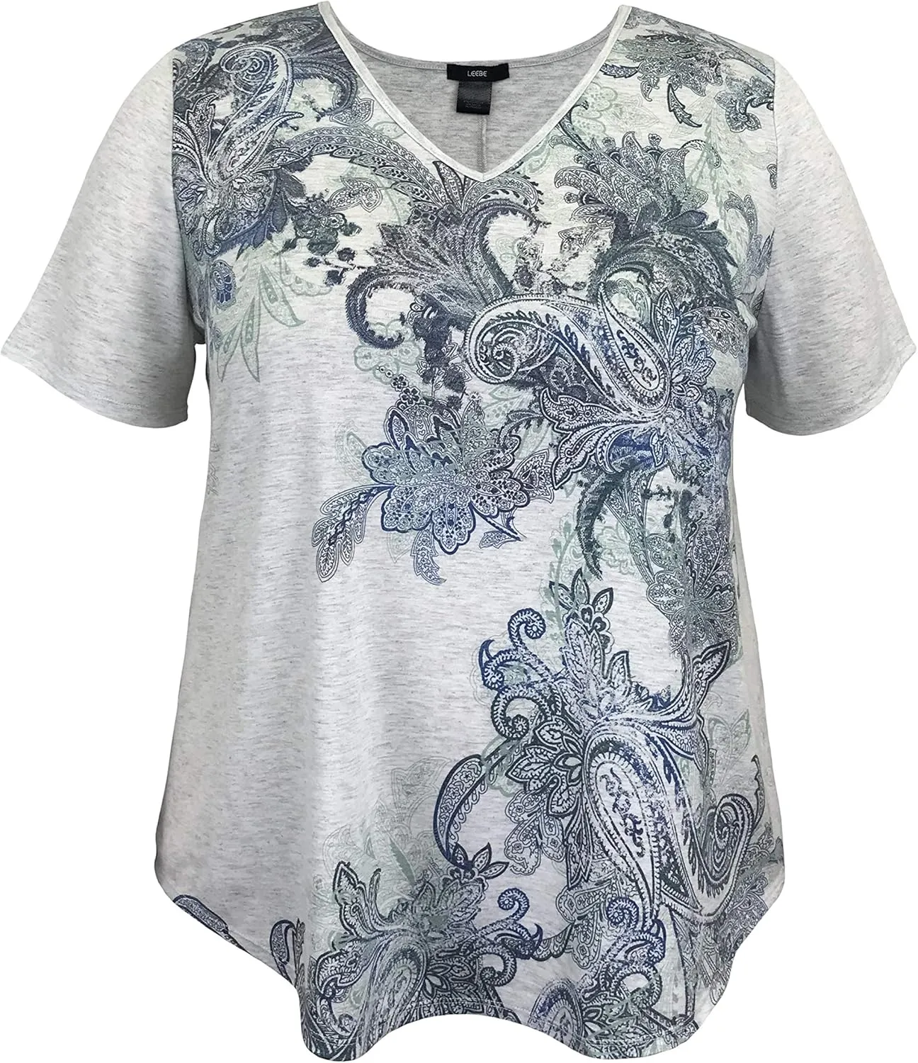 LEEBE Women and Plus Size Short Sleeve Print Top II (Small-5X)