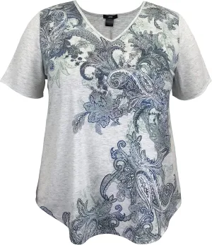 LEEBE Women and Plus Size Short Sleeve Print Top II (Small-5X)