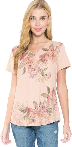 LEEBE Women and Plus Size Short Sleeve Print Top II (Small-5X)