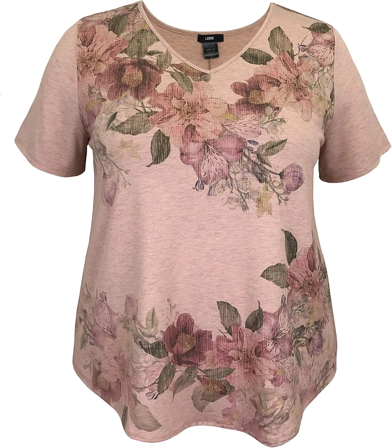 LEEBE Women and Plus Size Short Sleeve Print Top II (Small-5X)