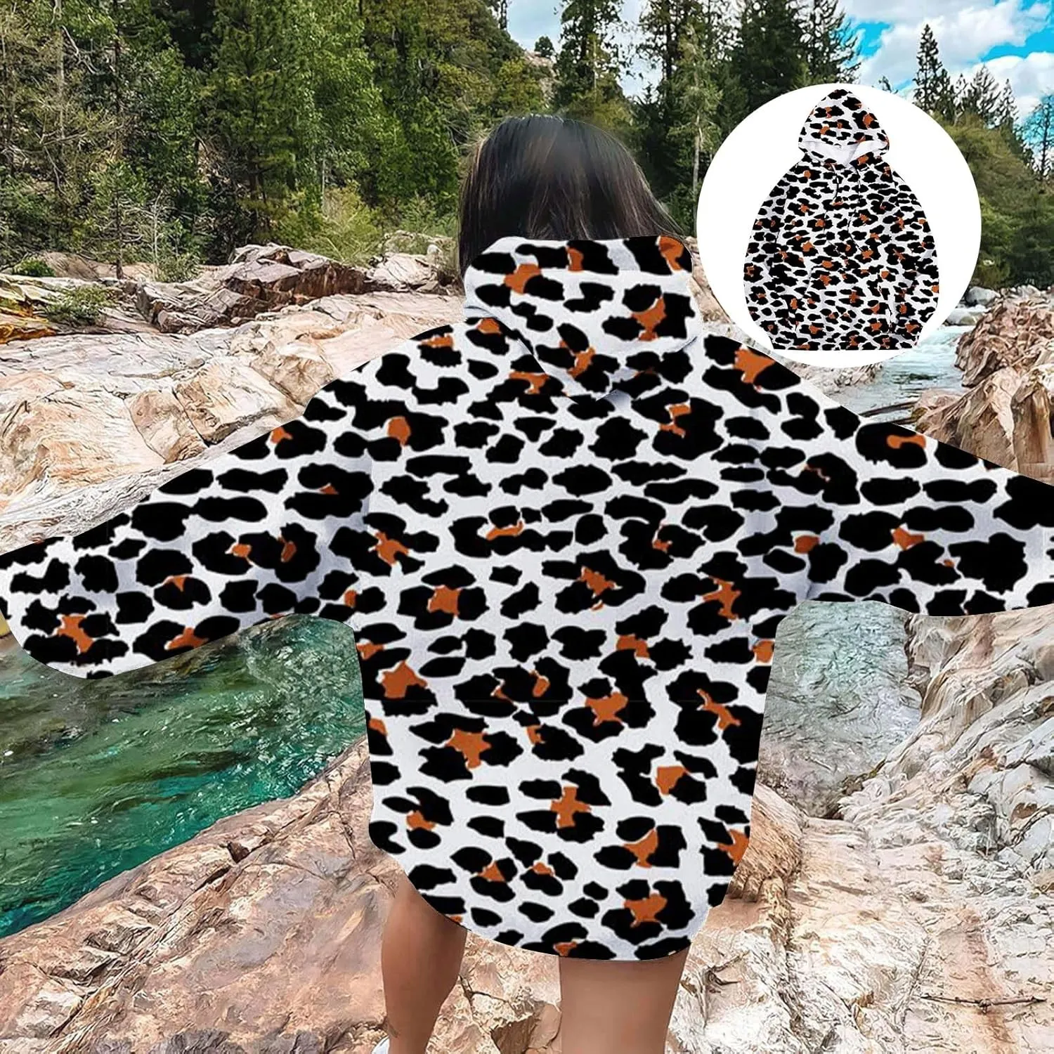Leopard Sweatshirt for Women Fall Fashion 2024 Oversized Leopard Print Top Oversized Long Sleeve Crew