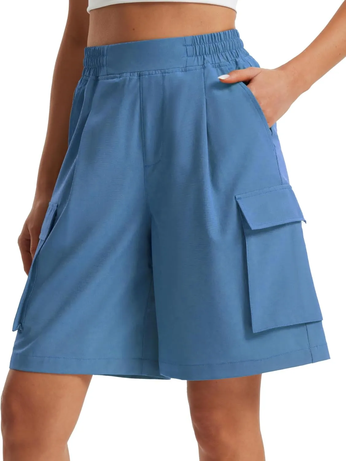 Libin Women's Hiking Cargo Shorts Wide Leg Bermuda Shorts Knee Length Lightweight Quick Dry Casual Short for Summer Travel