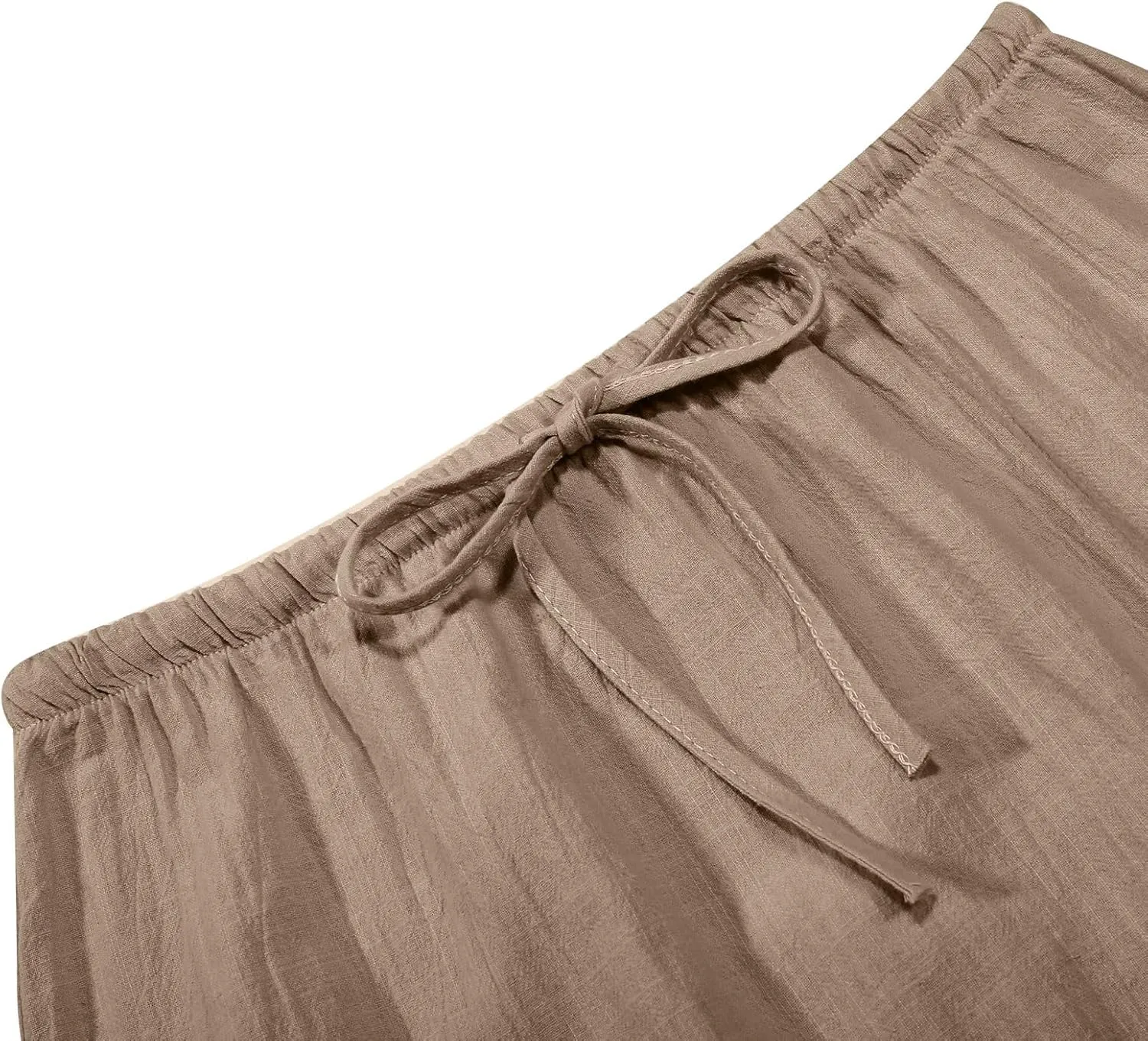 Linen Maxi Skirts for Women Summer Drawstring Waist A Line Skirts Cute Vacation Boho Beach Long Flowy Skirts