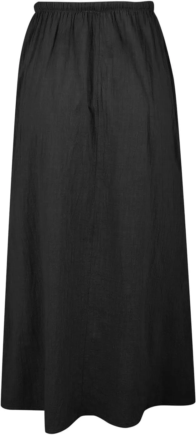 Linen Maxi Skirts for Women Trendy Casual Summer Drawstring Long A Line Skirt Comfy Flowy Boho Beach Vacation Skirt