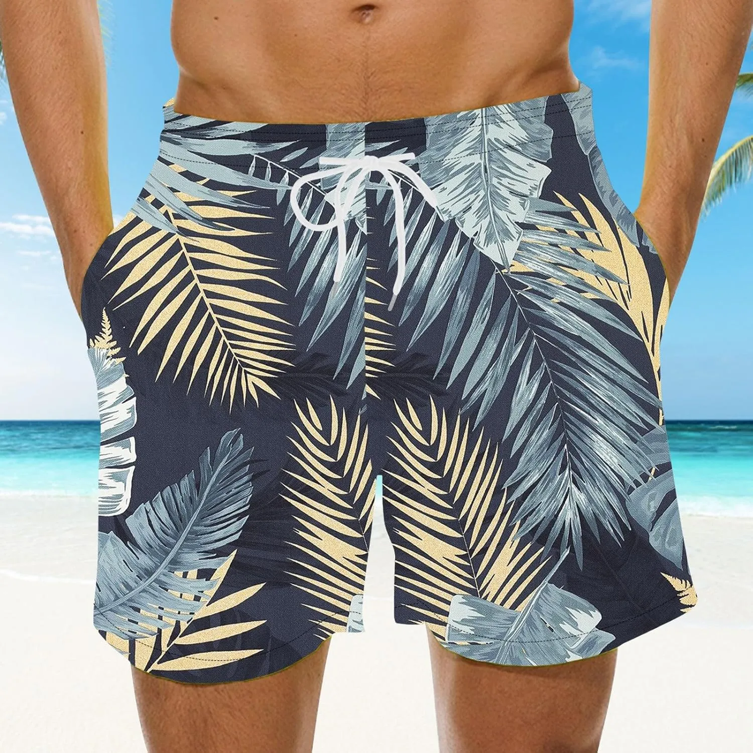 Linen Short Leisure and Fitness Sports Plus Size Five Quick Drying Beach Pants Shorts Green Mens Shorts Mens Swim