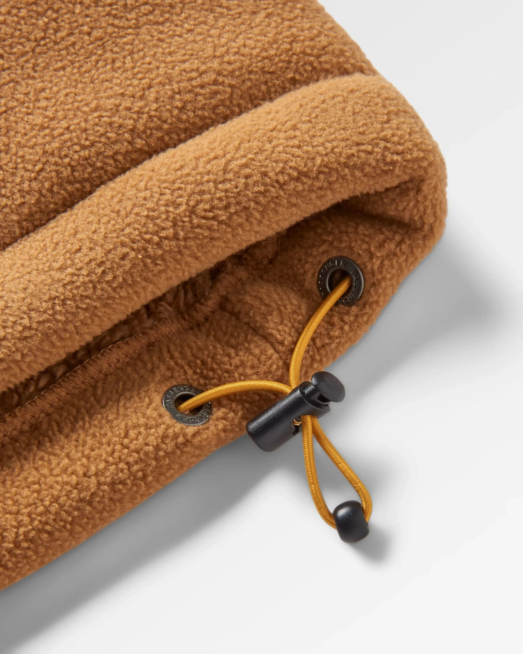 Loch Hooded Recycled Polar Fleece - Toffee/Blue Steel