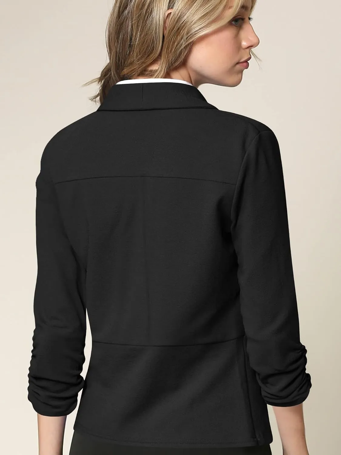 Lock and Love Women 3/4 Sleeve Blazer Open Front Cardigan Jacket Work Office Blazer