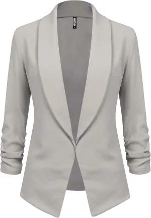 Lock and Love Women 3/4 Sleeve Blazer Open Front Cardigan Jacket Work Office Blazer