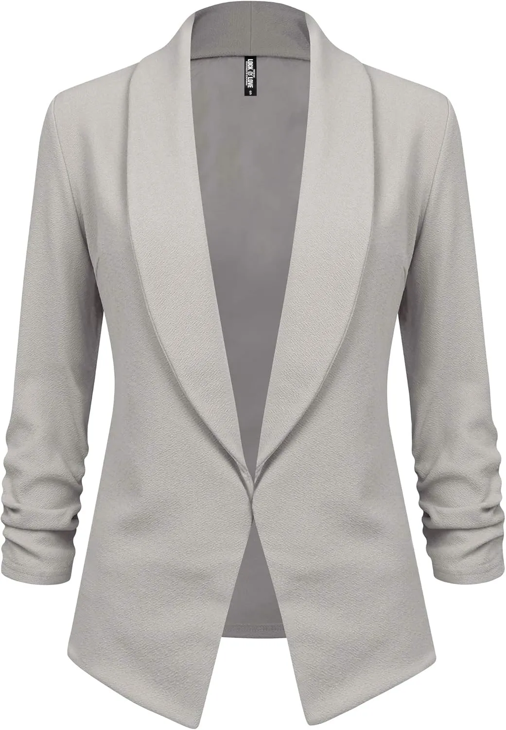 Lock and Love Women 3/4 Sleeve Blazer Open Front Cardigan Jacket Work Office Blazer