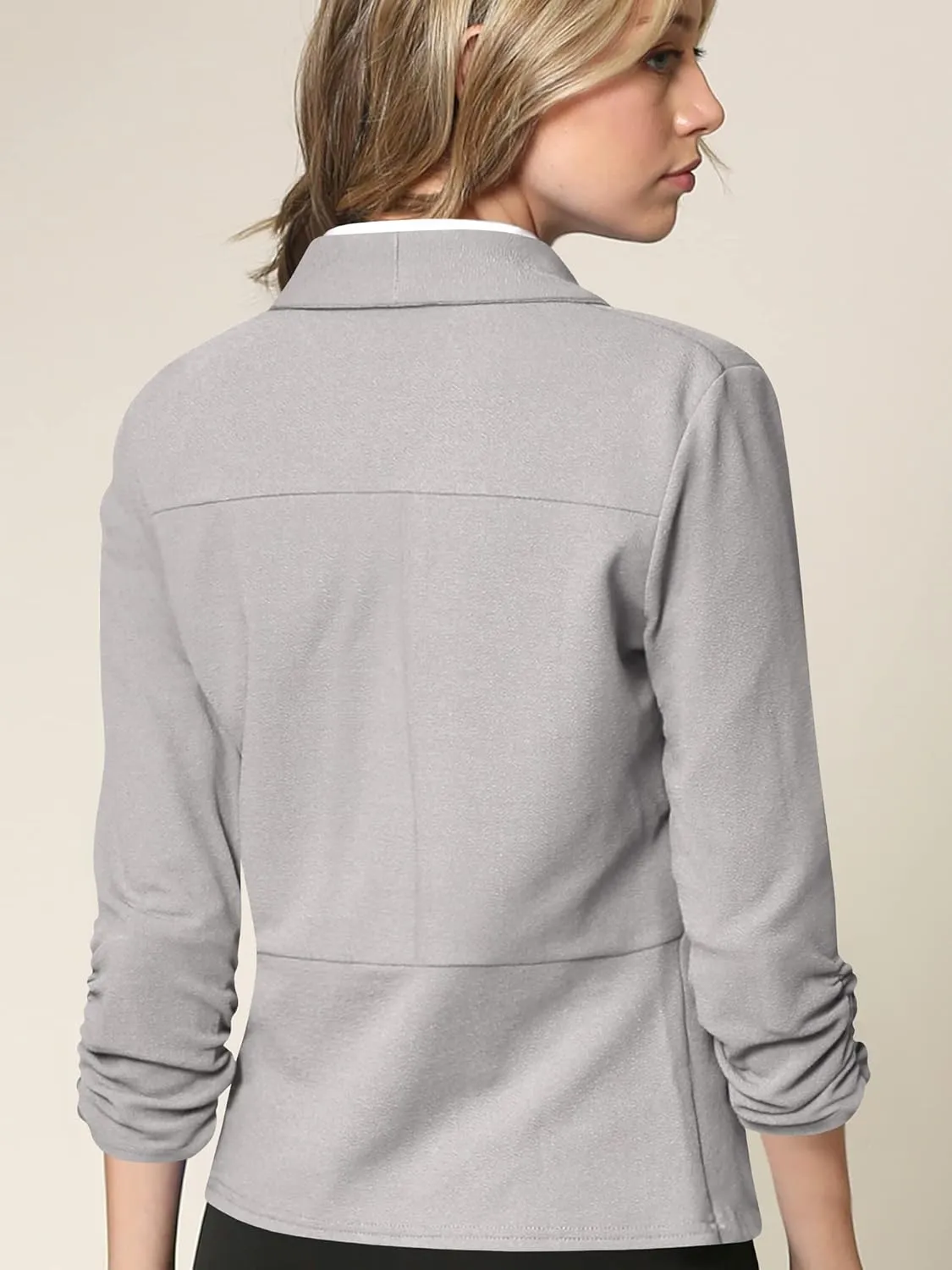 Lock and Love Women 3/4 Sleeve Blazer Open Front Cardigan Jacket Work Office Blazer