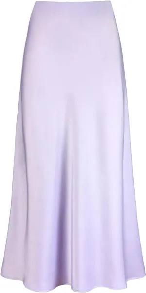 Long Satin Skirts for Women Silk Skirts Silky Elastic High Waist Flared Casual A Line Midi Skirt Cocktail Party Maxi Skirts