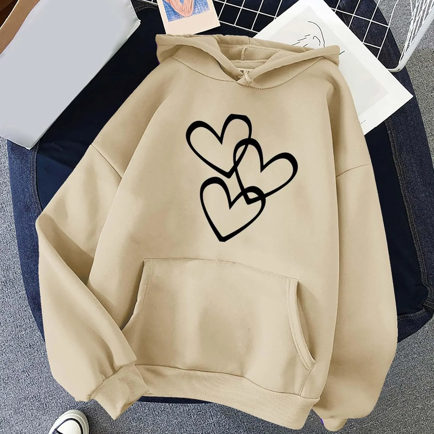 Long Sleeve Hoodie Shirts for Women Fashion Love Graphic Pullover Sweatshirt Loose Soft Comfy Fall Tops