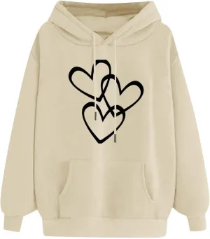 Long Sleeve Hoodie Shirts for Women Fashion Love Graphic Pullover Sweatshirt Loose Soft Comfy Fall Tops