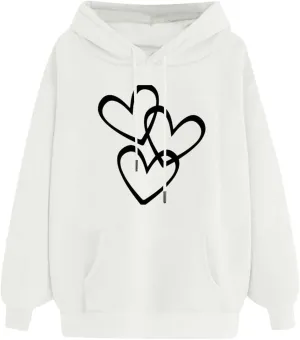 Long Sleeve Hoodie Shirts for Women Fashion Love Graphic Pullover Sweatshirt Loose Soft Comfy Fall Tops
