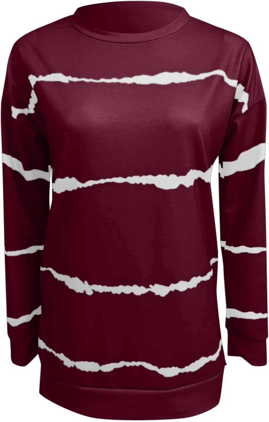 Long Sleeve Shirts for Womens, Women Casual Long Sleeve Crewneck Sweatshirt Striped Printed Loose Pullover Tops Shirts