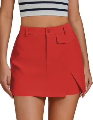 luvamia Skorts for Woman Dressy Casual Summer High Waisted Trendy Pocket Dress Shorts Mini Split Skort Skirt with Shorts