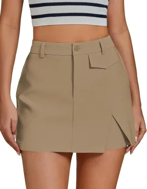 luvamia Skorts for Woman Dressy Casual Summer High Waisted Trendy Pocket Dress Shorts Mini Split Skort Skirt with Shorts