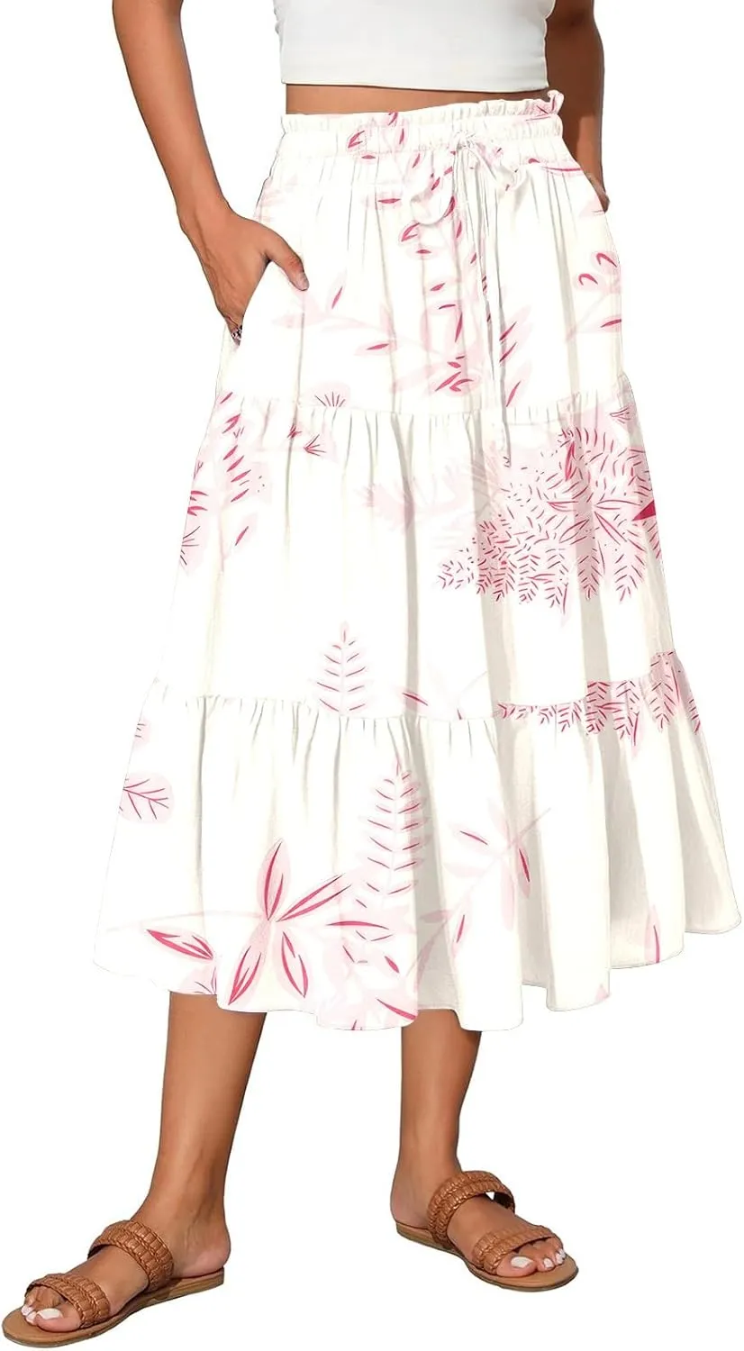 Maternity Maxi Skirt for Women High Waist A-Line Flowy Boho Maxi Skirt Summer