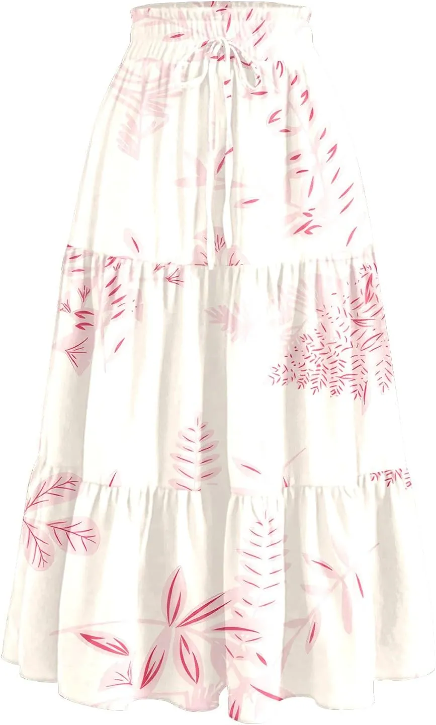 Maternity Maxi Skirt for Women High Waist A-Line Flowy Boho Maxi Skirt Summer