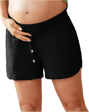 Maternity Shorts for Women Summer Comfy Over Belly Pregnancy Shorts Asymmetrical Hem Baggy Breathable Sleep Short Sky Blue L
