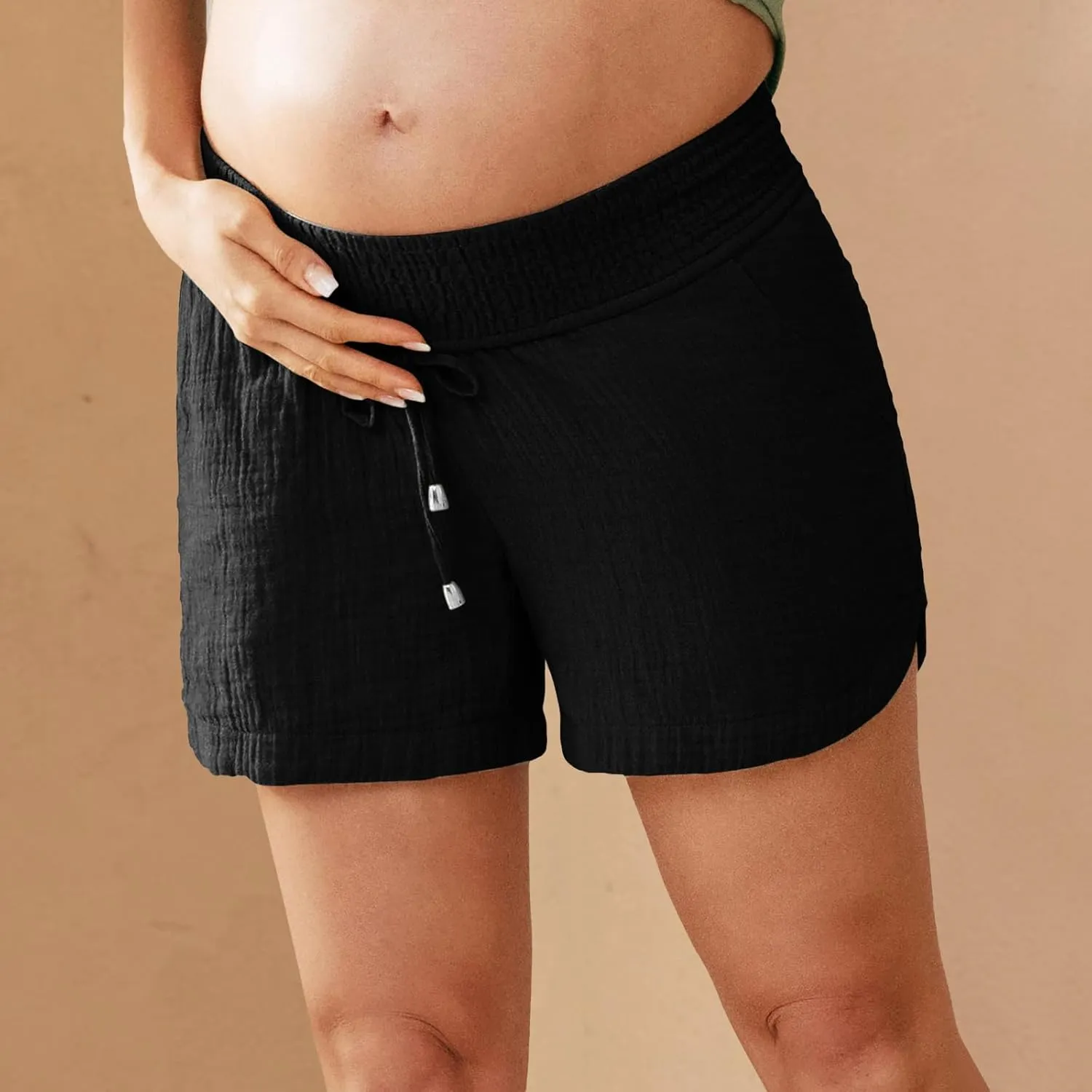 Maternity Shorts for Women Summer Comfy Over Belly Pregnancy Shorts Asymmetrical Hem Baggy Breathable Sleep Short Sky Blue L