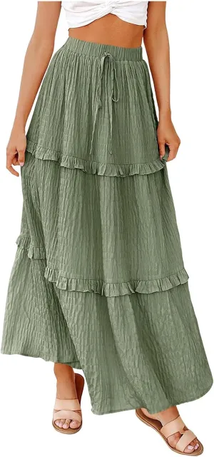 Maxi Skirt Women Women's Long Summer Dresses Elegant High Waist Cocktail Wedding Guest Dresses Flared A Line Midi