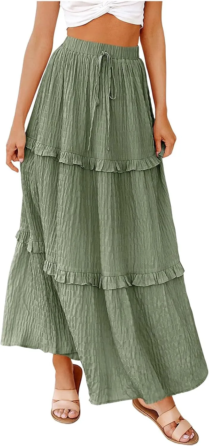 Maxi Skirt Women Women's Long Summer Dresses Elegant High Waist Cocktail Wedding Guest Dresses Flared A Line Midi